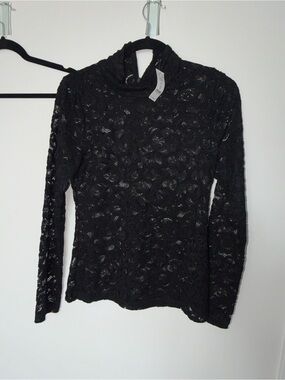White House Black Market lace high neck blouse